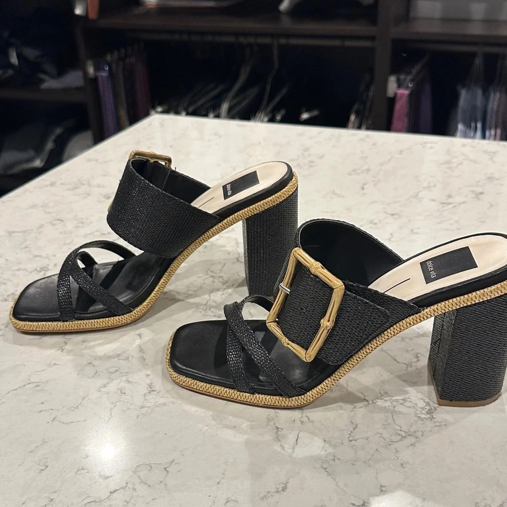 Dolce Vita Black and Gold Mules - Picture 5 of 7